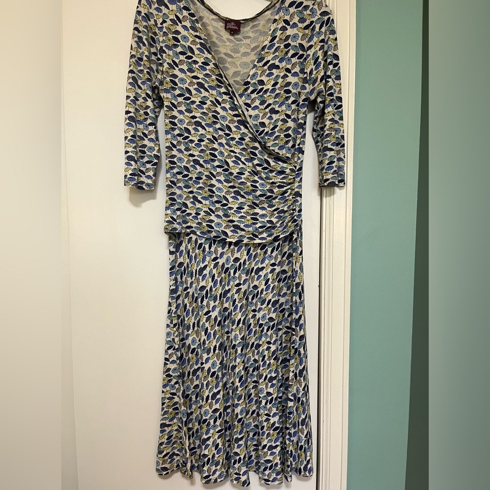 Cotton-Whimsical-Blue/Greeb Umbrella Print/Ballet-Wrap Dress